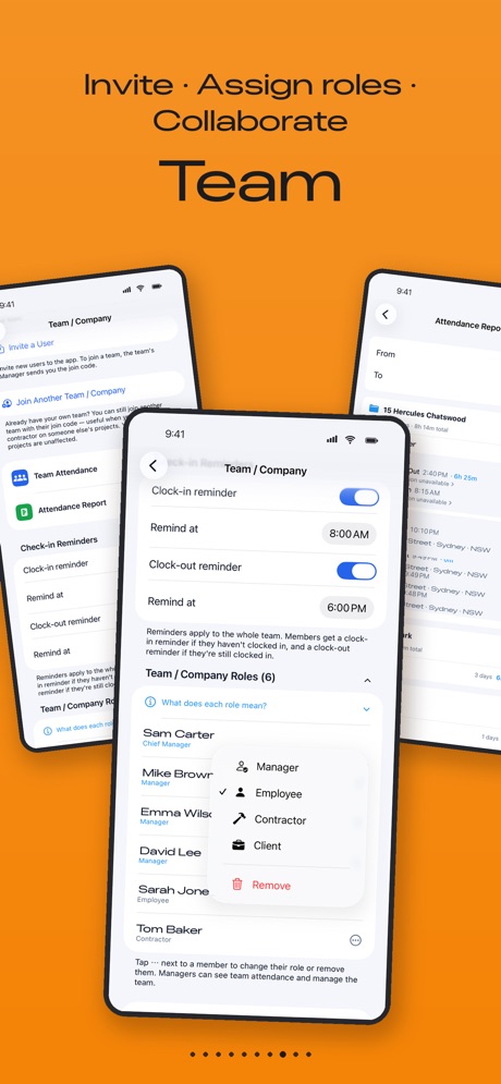 Construction Gantt screenshot: Team: invite, assign roles and collaborate